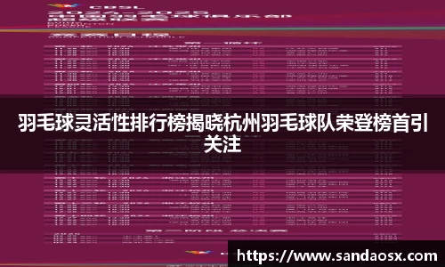 羽毛球灵活性排行榜揭晓杭州羽毛球队荣登榜首引关注